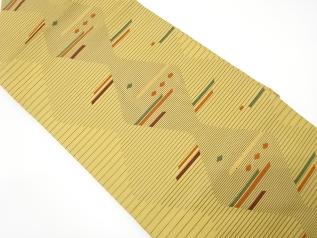 JAPANESE NAGOYA OBI / WOVEN ABSTRACT TATEWAKU PATTERN